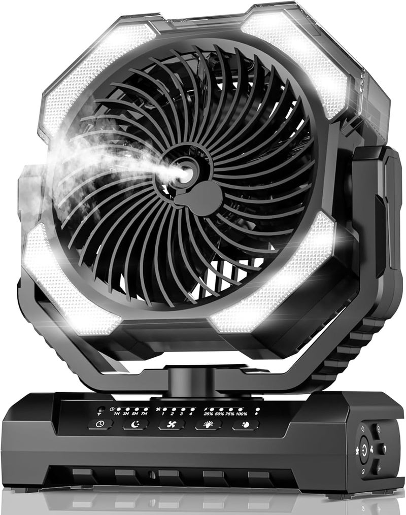 Coolice Misting Fan Portable with 9oz Water Tank, 24000mAh Rechargeable Cooling Fans for Outside, Outdoor Water Misters with 2 Mist Modes, Remote Control Camping Fan with Timer for Beach, Patios, Tents - Image 1